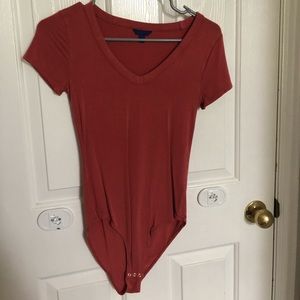 rusty orange short sleeve bodysuit